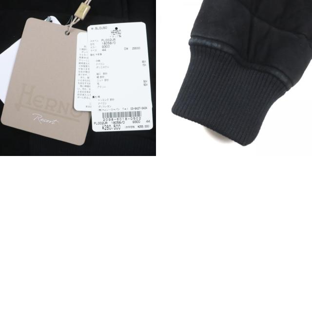 美品▼HERNO Resort ヘルノ リゾート 20SS PL002UR ヤギ革 レザー ロゴプレート・フード付き ZIPUP 中綿 ジャケット 44 正規品 メンズ_9