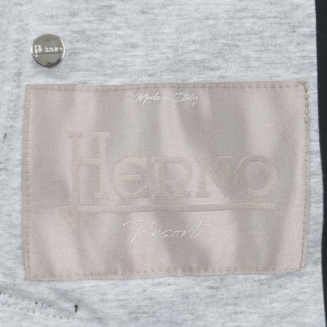 美品▼HERNO Resort ヘルノ リゾート 20SS PL002UR ヤギ革 レザー ロゴプレート・フード付き ZIPUP 中綿 ジャケット 44 正規品 メンズ_7
