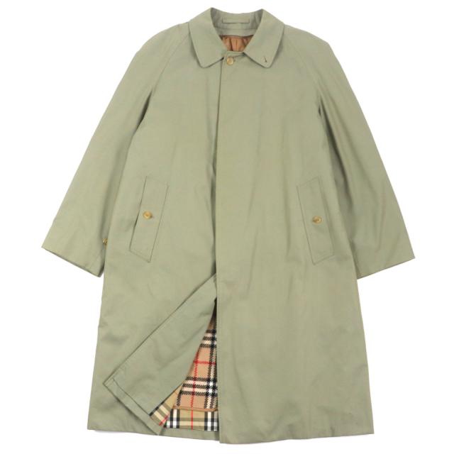良品▼Burberrys バーバリー ヴィンテージ 裏ノバチェック柄 ライナー付 比翼仕立て ステンカラーコート カーキ L イングランド製 メンズ