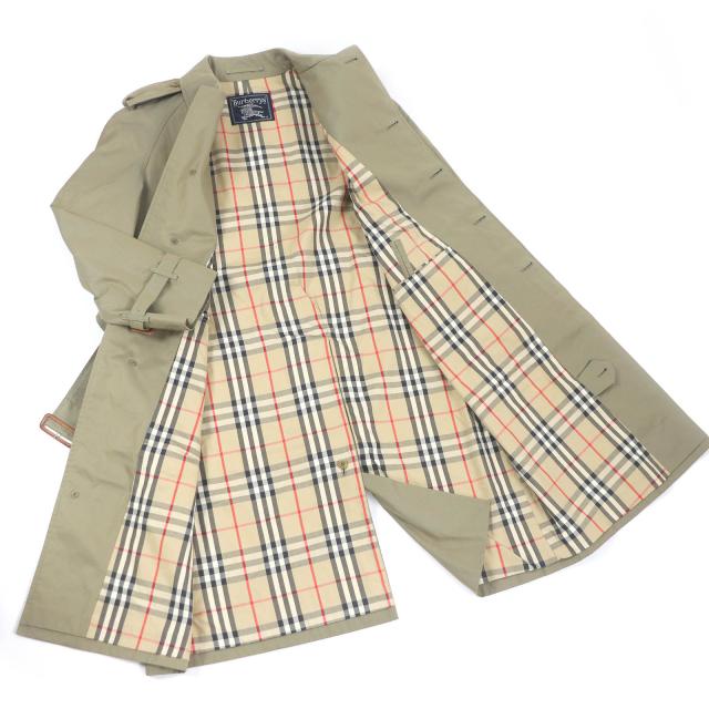 美品□Burberrys バーバリー ヴィンテージ 裏ノバチェック柄 スプリングコート トレンチコート 玉虫色 WR075-902-75/90-165 メンズ