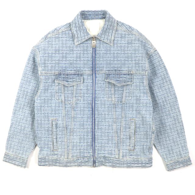 未使用品▼GIVENCHY ジバンシィ BM012N50P9 4G コットン100% ジップアップ デニムジャケット ライトブルー シルバー金具 L 正規品 メンズ