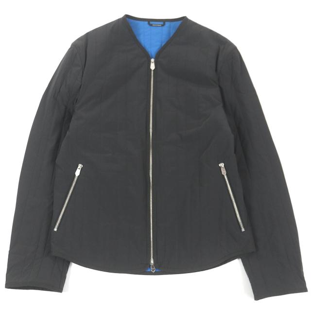 未使用品□HERMES エルメス Hモチーフ ロゴジップ キルティングジャケット ブルゾン チャコール ブルー 46 フランス製 正規品 メンズ