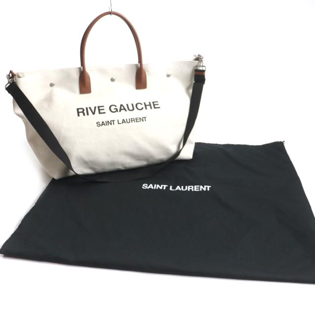 極美品▼サンローランパリ 685543 リヴゴーシュ マキシ 2WAY ショッピングバッグ キャンバス レザー トートバッグ 保存袋付き メンズ_1