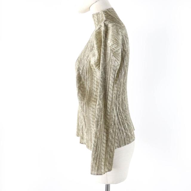 極美品☆PLEATS PLEASE プリーツプリーズ イッセイミヤケ PP83-JK931 転写プリント 長袖 カットソー ブラウン系 3 正規品 レディース_1