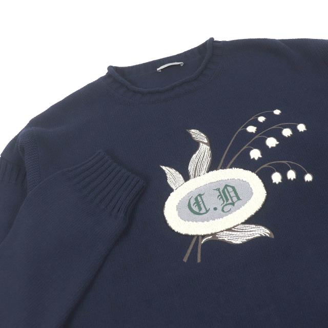 極美品□DIOR ディオール オム 24TM634AT459 スズラン エンブロイダリー ロングスリーブニット セーター ネイビー M イタリア製 正規品_1