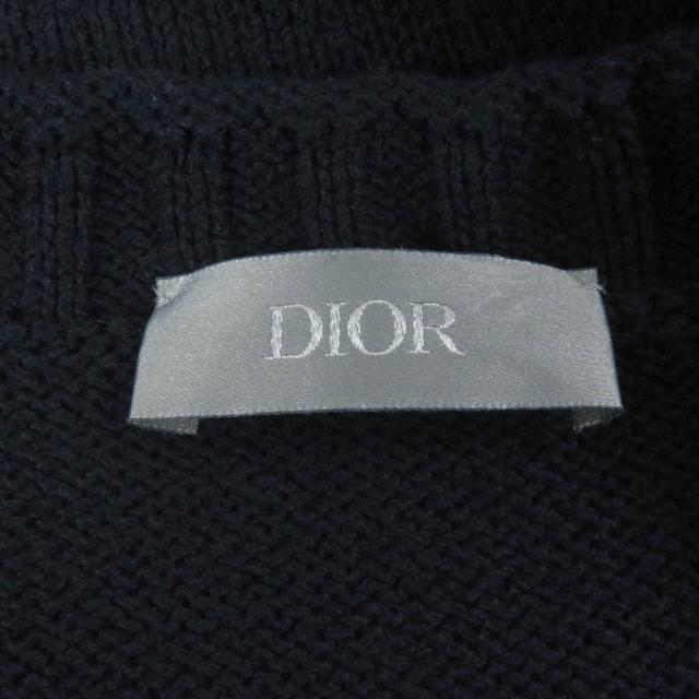 極美品□DIOR ディオール オム 24TM634AT459 スズラン エンブロイダリー ロングスリーブニット セーター ネイビー M イタリア製 正規品_4