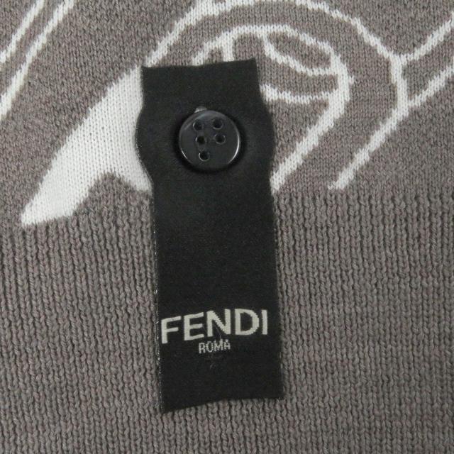 未使用品□FENDI フェンディ 2022年製 FZX061 ウール FFロゴ チェーン 総柄 クルーネック セーター ブラウン 44 イタリア製 正規品_3