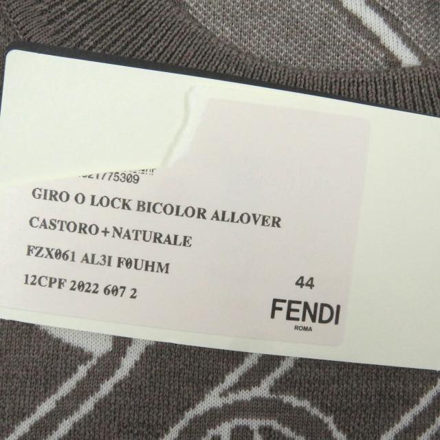 未使用品□FENDI フェンディ 2022年製 FZX061 ウール FFロゴ チェーン 総柄 クルーネック セーター ブラウン 44 イタリア製 正規品_8