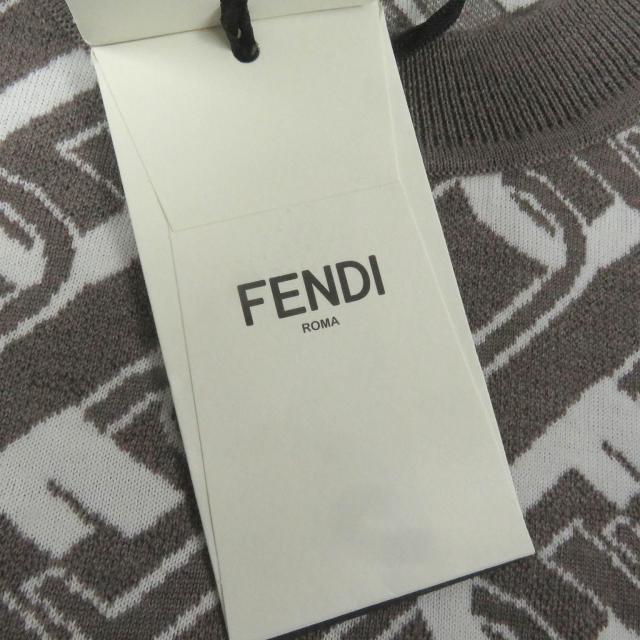 未使用品□FENDI フェンディ 2022年製 FZX061 ウール FFロゴ チェーン 総柄 クルーネック セーター ブラウン 44 イタリア製 正規品_9