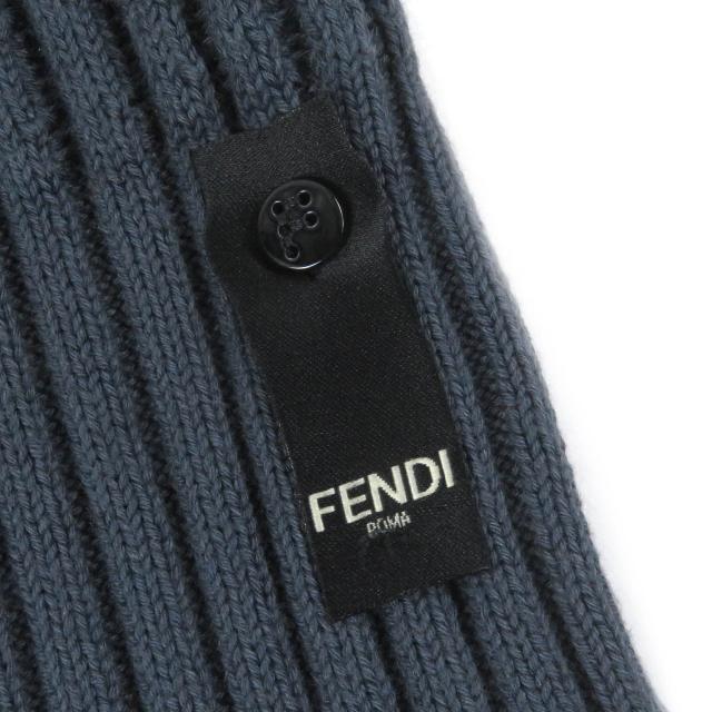 未使用品□FENDI フェンディ 2021年製 FZX036 カシミヤ混 FFロゴ ポケット リブニット セーター ブルーグレー 50 イタリア製 正規品_4