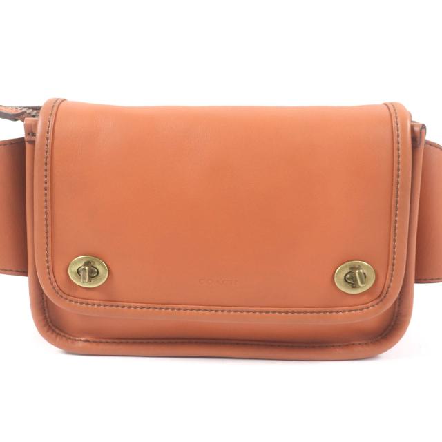 美品□COACH コーチ 70722 ターンロック オールレザー フラップ式 斜め掛け ウエストバッグ ボディバッグ ブラウン メンズオススメ◎