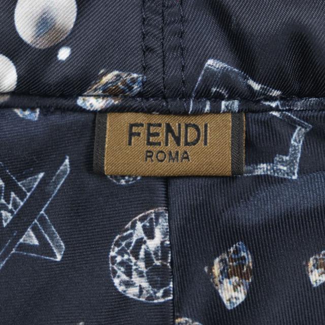 未使用品▼FENDI フェンディ FXQ966 FFロゴ ズッカ スター リバーシブル 帽子 バケットハット ネイビー 保存袋付き 正規品 メンズ