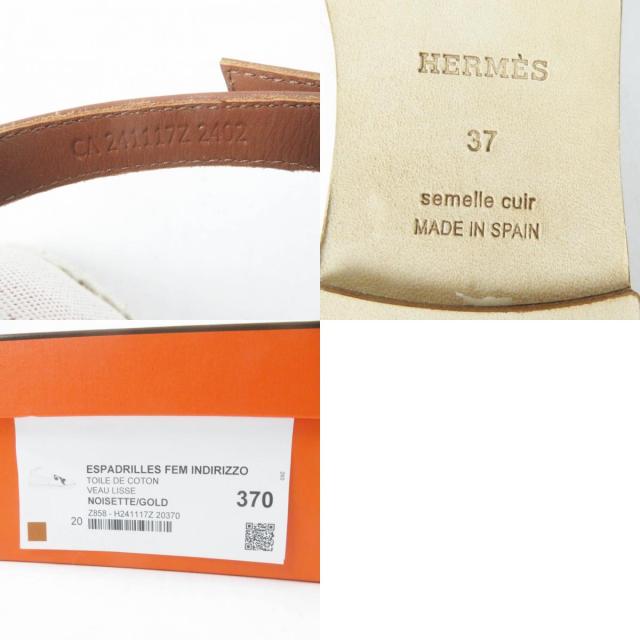 未使用品◎HERMES エルメス インディリッツォ NOISETTE GOLD ヴァンキャトル・フォーブル パッチ カーフ トワルアッシュ スリッポン 37_9