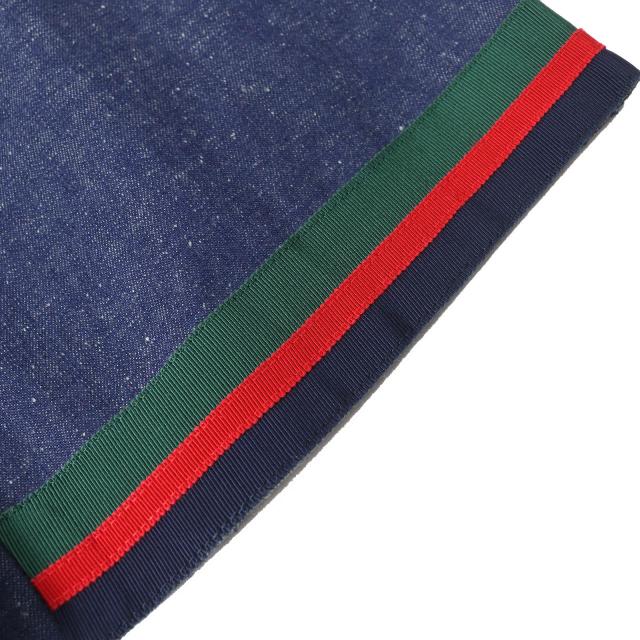 極美品△GUCCI グッチ 521009 ウェブライン GGロゴボタン ラビット刺繍 デニム スカート インディゴブルー 38 伊製 正規品 レディース_4