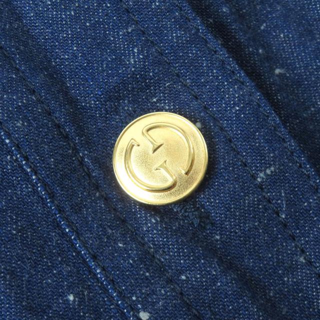 極美品△GUCCI グッチ 521009 ウェブライン GGロゴボタン ラビット刺繍 デニム スカート インディゴブルー 38 伊製 正規品 レディース_7