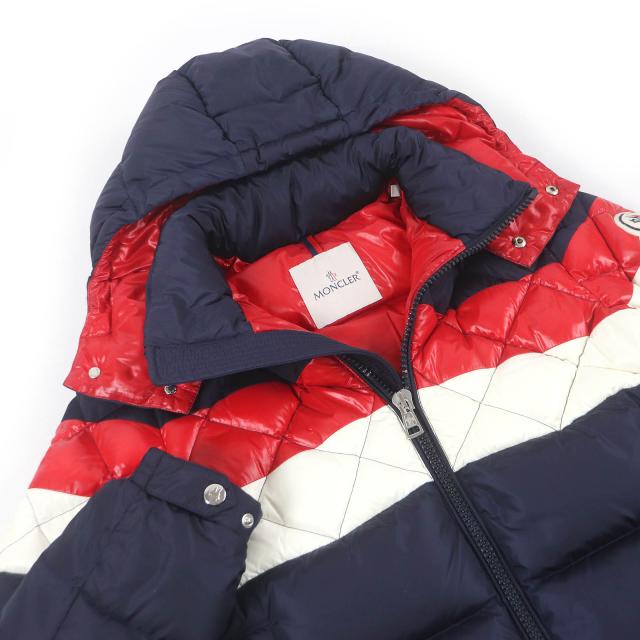極美品□MONCLER モンクレール JANVRY GIUBBOTTO トリコロール フーデッド ダウンジャケット ネイビー 0 ハンガー付き 正規品 メンズ_1
