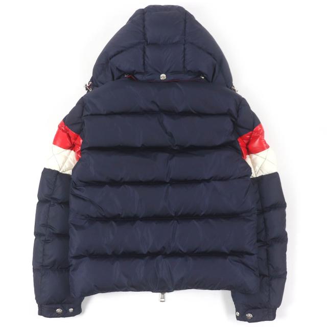 極美品□MONCLER モンクレール JANVRY GIUBBOTTO トリコロール フーデッド ダウンジャケット ネイビー 0 ハンガー付き 正規品 メンズ_3