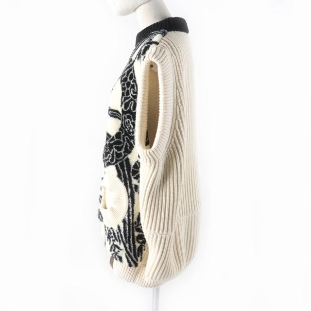 未使用品★LOUIS VUITTON ルイヴィトン 21AW カシミヤ混 フォルナセッティ ボウジャカード スリーブレス ニットベスト XS ハンガー付_1