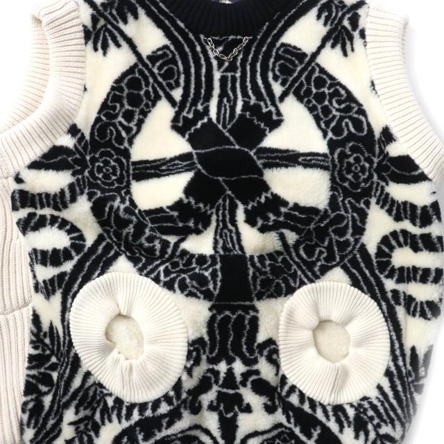 未使用品★LOUIS VUITTON ルイヴィトン 21AW カシミヤ混 フォルナセッティ ボウジャカード スリーブレス ニットベスト XS ハンガー付_4