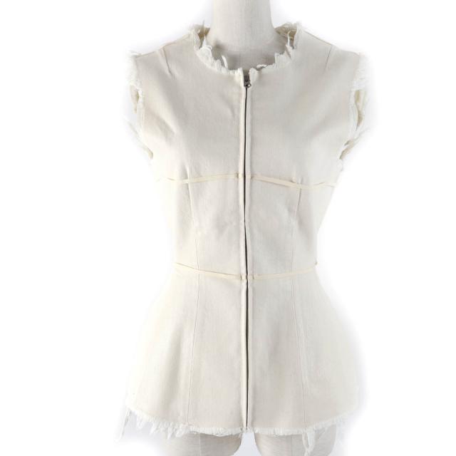 未使用品☆MM6 Maison Margiela メゾンマルジェラ 2022年製 S62NC0098 カットオフ コーティング加工 デニム ベスト アイボリー 38 正規品
