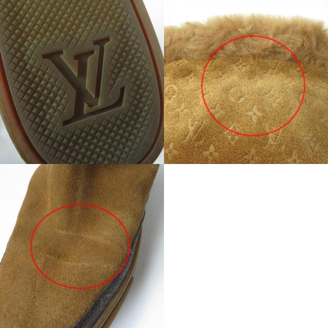 極美品☆LOUIS VUITTON ルイヴィトン スノーボール・ライン モノグラム ムートン スウェードレザー ロングブーツ ブラウン 37 レディース_9