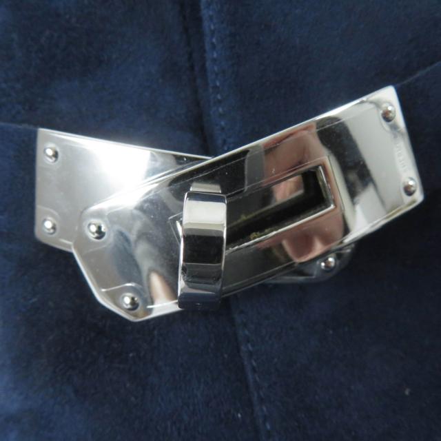 美品☆HERMES エルメス サンジェルマン シルバー金具 ケリーバックル スウェードレザー ショートブーツ ネイビー 36.5 伊製 レディース_7