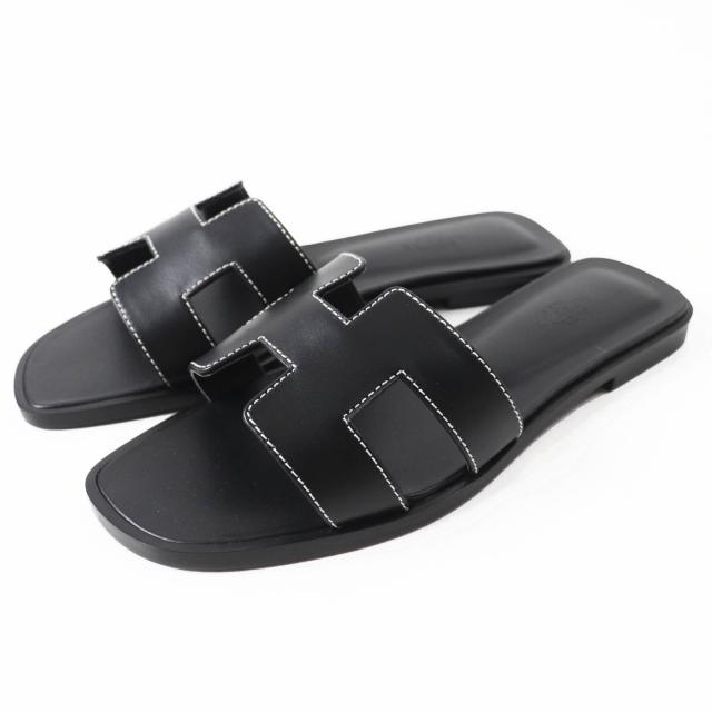 HERMÈS オランサンダル 37 ブラウン レザー MADE IN ITALY