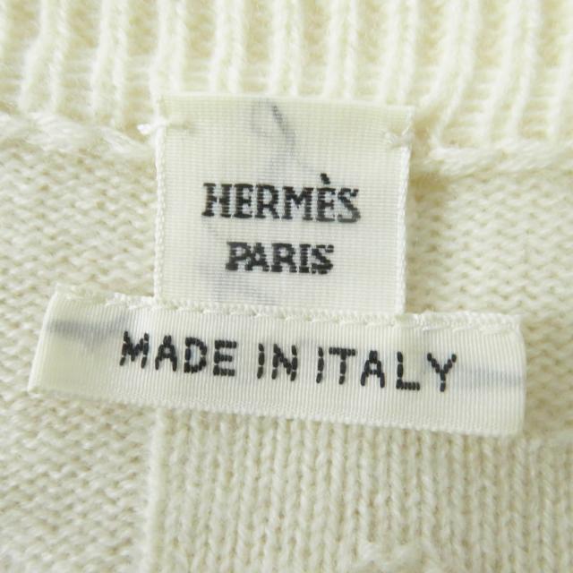 HERMES - 未使用品◎HERMES エルメス 23AW 3H2617D4 ウール Hモチーフ クルーネック 長袖 ニットプルオーバー アイボリー 34 イタリア製 正規品 レディース 未使用品◎HERMES エルメス 23AW 3H2617D4 ウール Hモチーフ