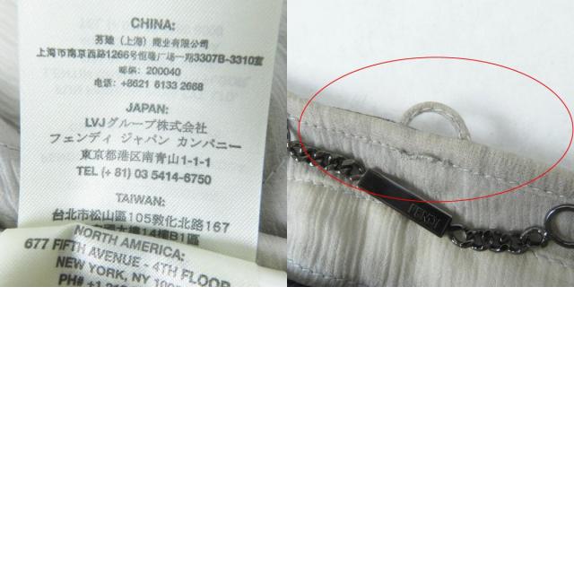 極美品◎FENDI フェンディ FNE04C ミンク シルク ストール付き ロゴボタン 2WAY ノーカラージャケット グレー ホワイト 42 伊製 正規品_9
