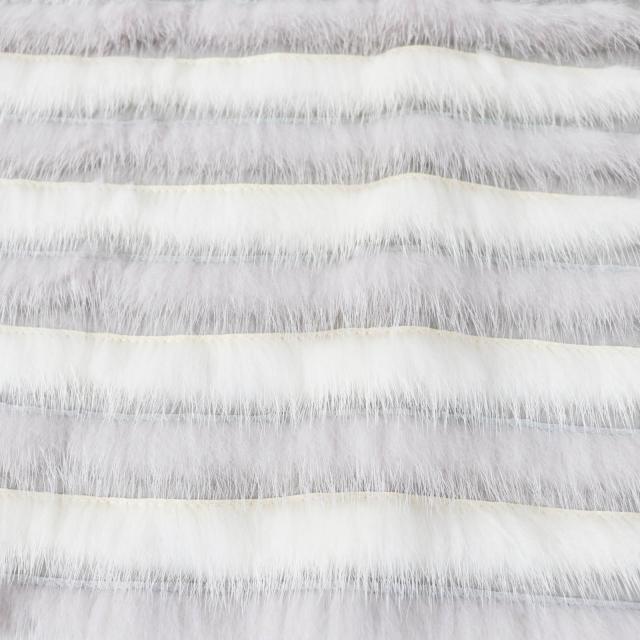 極美品◎FENDI フェンディ FNE04C ミンク シルク ストール付き ロゴボタン 2WAY ノーカラージャケット グレー ホワイト 42 伊製 正規品_6