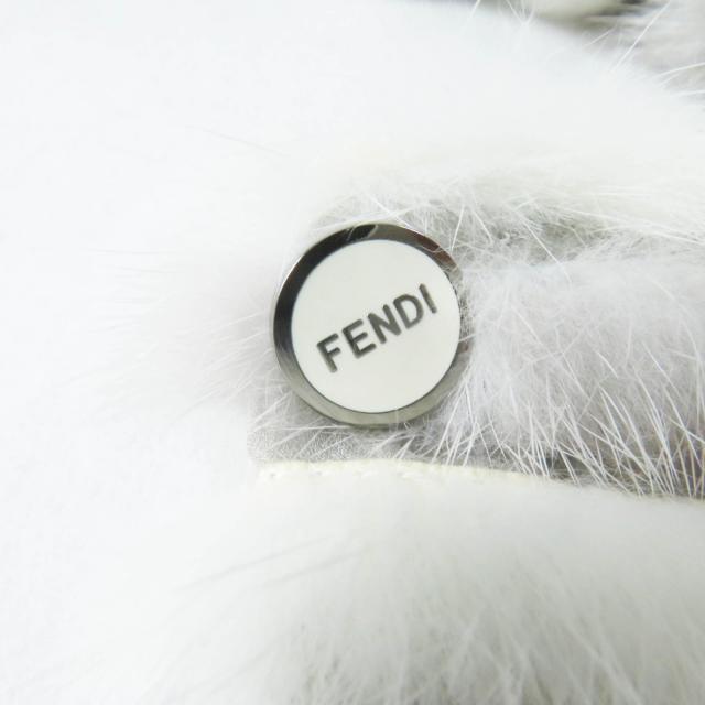 極美品◎FENDI フェンディ FNE04C ミンク シルク ストール付き ロゴボタン 2WAY ノーカラージャケット グレー ホワイト 42 伊製 正規品_7
