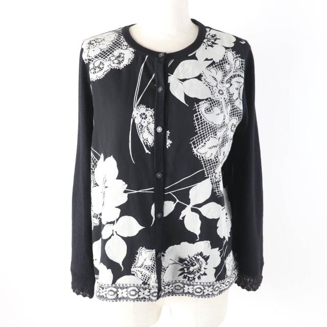 美品！LEONARD　ボウタイカーディガン　カットソー　L　花柄 美品！LEONARD ボウタイカーディガン カットソー L 花柄 美品