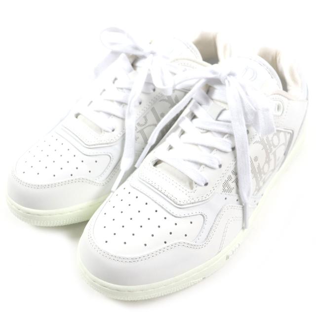 極美品▼DIOR ディオール オム B27 オブリーク ロゴ入り レザー ローカットスニーカー 　ホワイト 39 イタリア製 メンズ