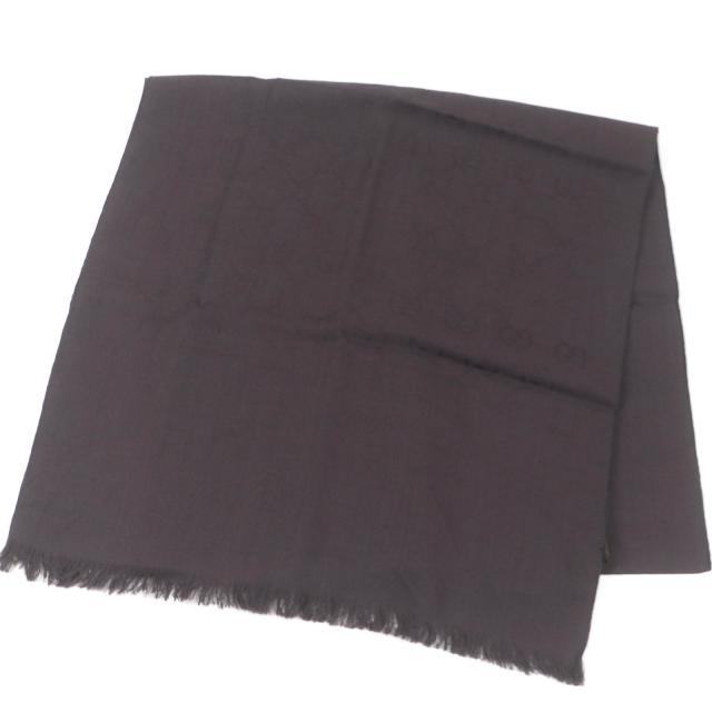 未使用品□GUCCI グッチ 165904 ウール シルク GGロゴ ジャガード 総柄 フリンジ ストール マフラー ブラウン イタリア製 メンズ