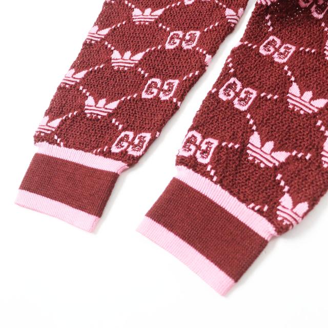 未使用品◎GUCCI×adidas  グッチ×アディダス 693830 トレフォイル ジャガード ジョガーパンツ ブラウン ピンク XS 正規品 レディース 未使用品◎GUCCI×adidas グッチ×アディダス 693830 トレフォイル