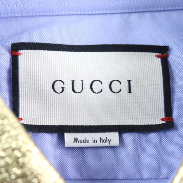 極美品○GUCCI グッチ 521946 ロゴボタン 襟切替 シルク使い 長袖