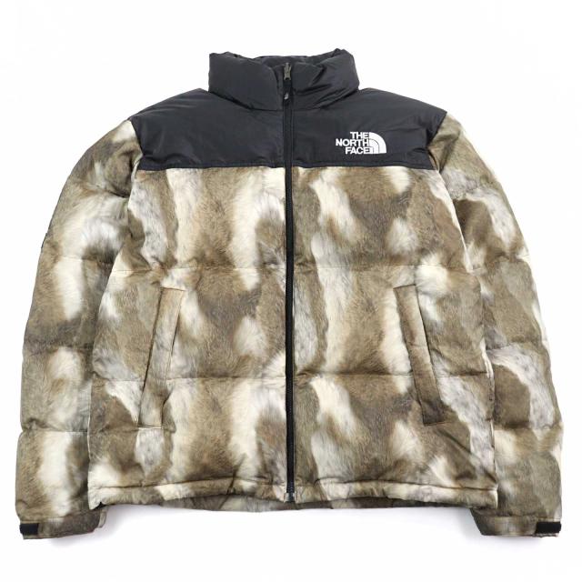 美品○Supreme THE NORTH FACE シュプリーム ザ・ノースフェイス 13AW ND01340 Fur Print Nuptse Jacket ダウンジャケット M 正規品