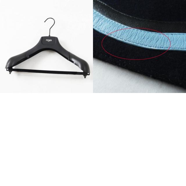 美品◎FENDI フェンディ FF8246 カシミヤ混 レザー使い 襟フォックス