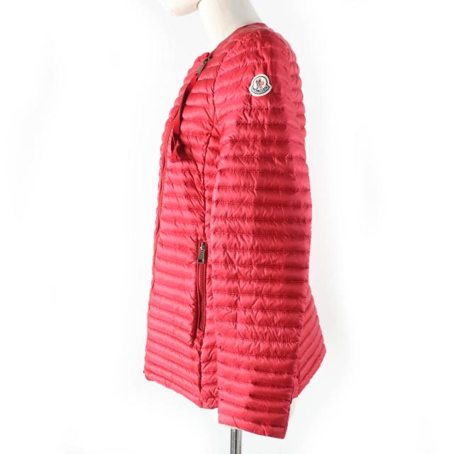 美品☆MONCLER モンクレール AXINITE ロゴワッペン付 ZIP UP ライト ダウンジャケット レッド 1 レディース_1