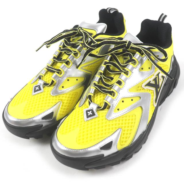 極美品□LOUIS VUITTON ルイヴィトン LV タティックライン LVロゴ メッシュスニーカー ローカットスニーカー イエロー 7 イタリア製