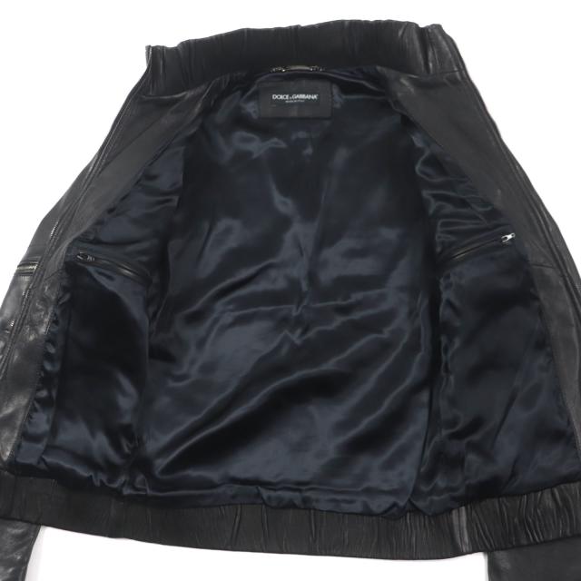 美品▼DOLCE&GABBANA ドルチェ＆ガッバーナ ラムレザー 黒タグ マルチポケット ZIPUP ブルゾン ライダースジャケット 44 正規品 メンズ_3
