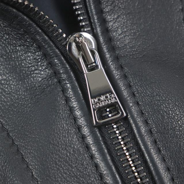 美品▼DOLCE&GABBANA ドルチェ＆ガッバーナ ラムレザー 黒タグ マルチポケット ZIPUP ブルゾン ライダースジャケット 44 正規品 メンズ_4
