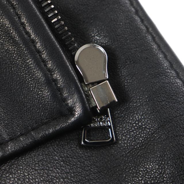 美品▼DOLCE&GABBANA ドルチェ＆ガッバーナ ラムレザー 黒タグ マルチポケット ZIPUP ブルゾン ライダースジャケット 44 正規品 メンズ_5