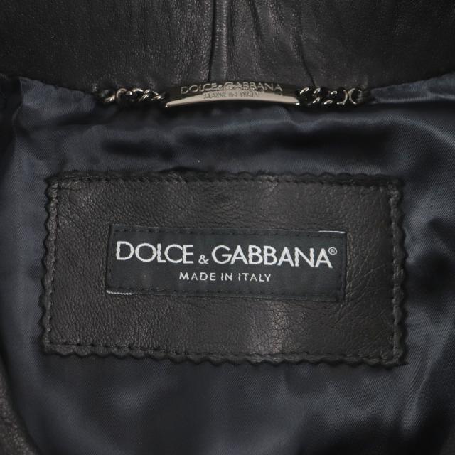 美品▼DOLCE&GABBANA ドルチェ＆ガッバーナ ラムレザー 黒タグ マルチポケット ZIPUP ブルゾン ライダースジャケット 44 正規品 メンズ_6