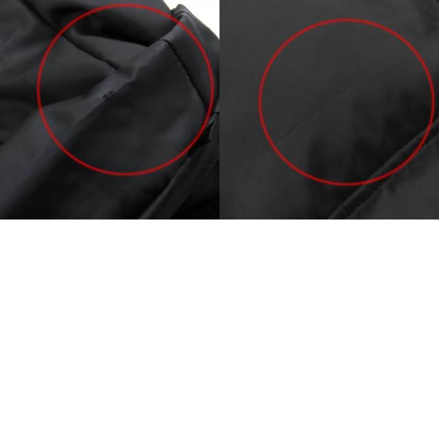 美品△BURBERRY BLACK LABEL バーバリーブラックレーベル 裏地チェック柄 ニット使い 中綿入り フーデッド ロング コート 黒 L 正規品_9