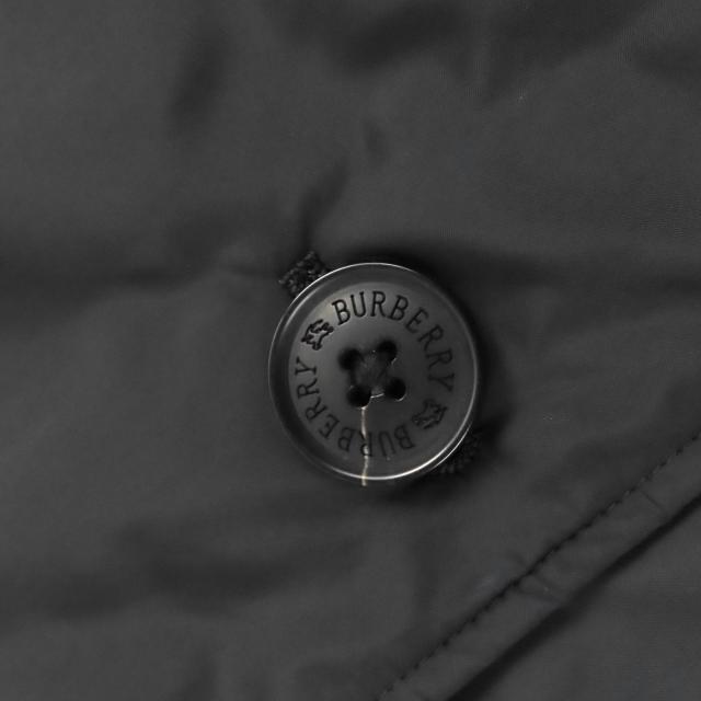 美品△BURBERRY BLACK LABEL バーバリーブラックレーベル 裏地チェック柄 ニット使い 中綿入り フーデッド ロング コート 黒 L 正規品_5