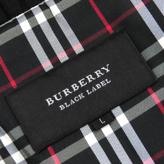 美品△BURBERRY BLACK LABEL バーバリーブラックレーベル 裏地チェック柄 ニット使い 中綿入り フーデッド ロング コート 黒 L 正規品_6