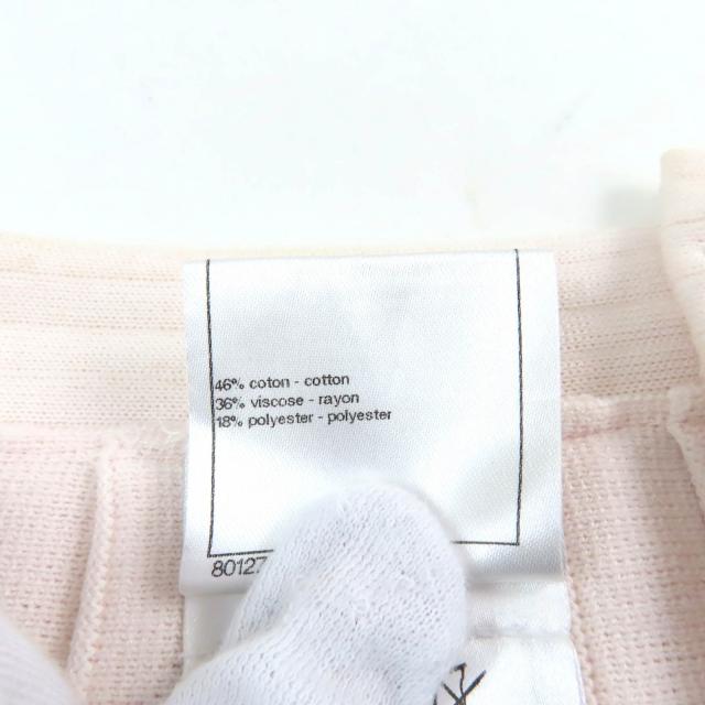 良品★CHANEL シャネル P43884 Fパールココマークボタン付 ニット プリーツスカート ラップスカート ベビーピンク 38 正規品 レディース_7