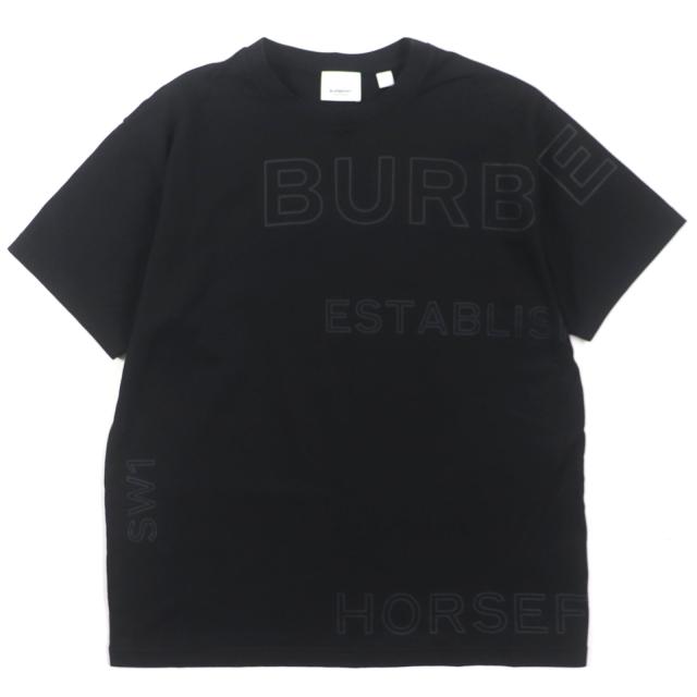 美品▼BURBERRY バーバリー 8036185 ホースフェリープリント クルーネック ショートスリーブ 半袖Ｔシャツ ブラック XS 正規品 メンズ