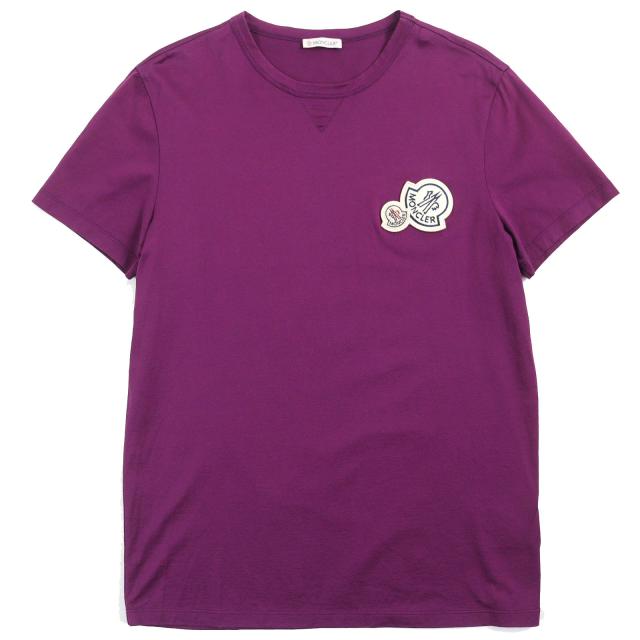 美品△MONCLER モンクレール 20SS F20918C78100 MAGLIA T-SHIRT コットン100％ ロゴワッペン クルーネック 半袖Ｔシャツ M 正規品 メンズ